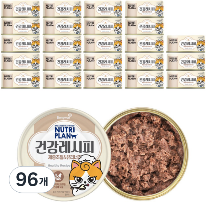 동원뉴트리플랜 고양이 건강레시피 간식캔, 체중조절 앤 유리너리, 90g, 96개