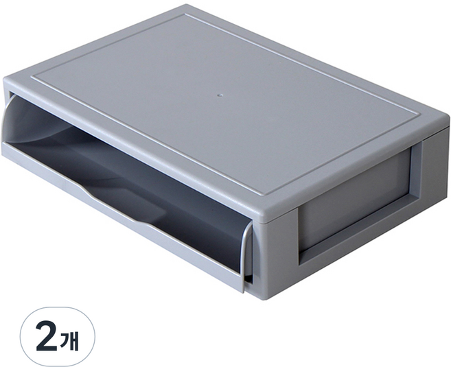 하라코리아 와이드 트레이 1단 서랍 정리함, 그레이 + 그레이, 2개