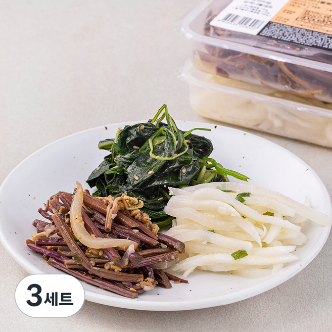 남도애꽃 프리미엄 삼색나물 취나물볶음 100g + 고사리나물볶음 120g + 들기름 무나물볶음 150g 세트, 3세트