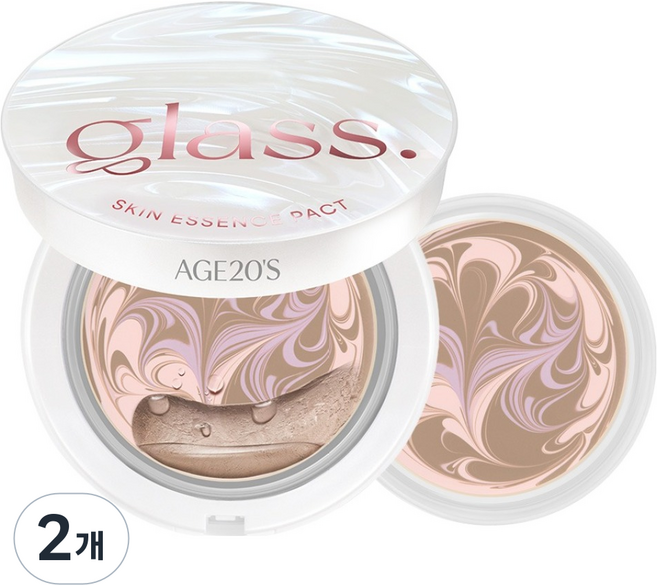 AGE20'S 假日限定版 玻璃肌精華光澤粉餅 正裝 + 補充蕊組合, 23號 自然裸色, 2個