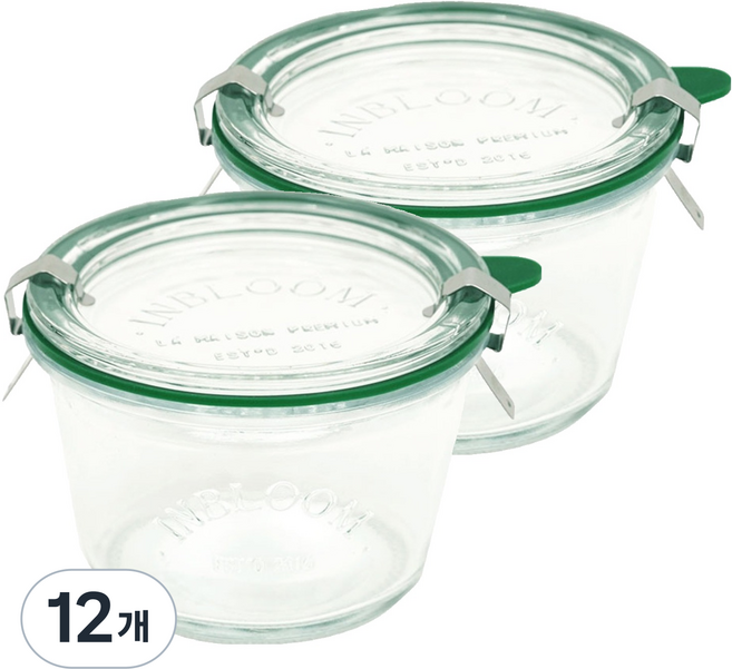 인블룸 아르떼 테이퍼드 유리용기 딥그린, 12개, 370ml