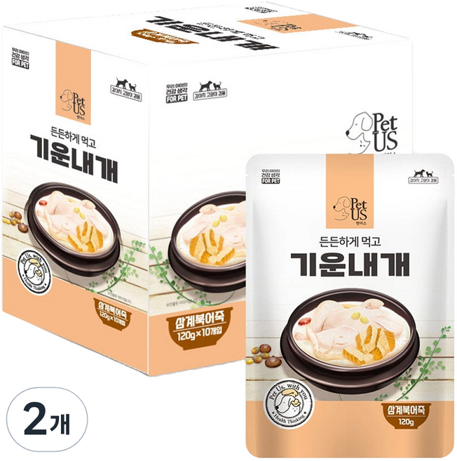 펫어스 생후 3개월 이후 반려동물 기운내개 습식파우치 10p, 닭고기+북어, 1.2kg, 2개