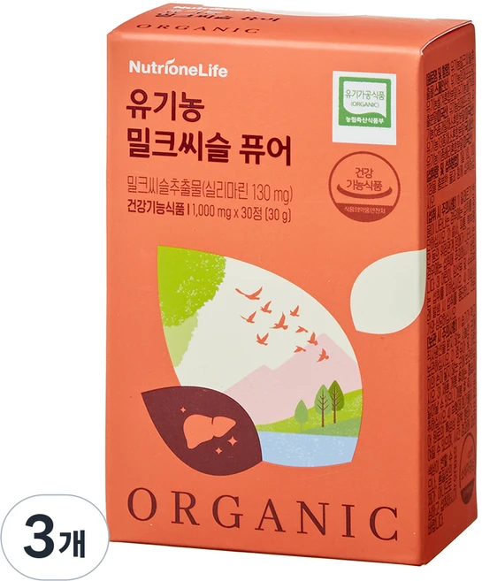 뉴트리원 유기농 밀크씨슬 퓨어 30g, 30정, 3개 - 쿠팡