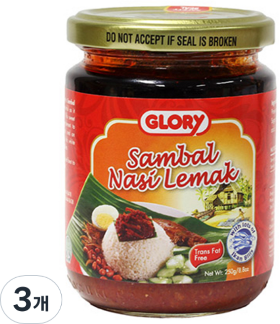 GLORY 나시르막 삼발 소스, 250g, 3개