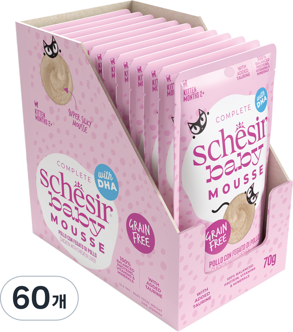 스케지어 키튼용 고양이 쉐지애 베이비무스 습식사료, 닭, 70g, 60개