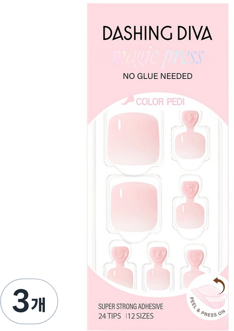 데싱디바 매직프레스 페디팁, 슈가핑크, 3개