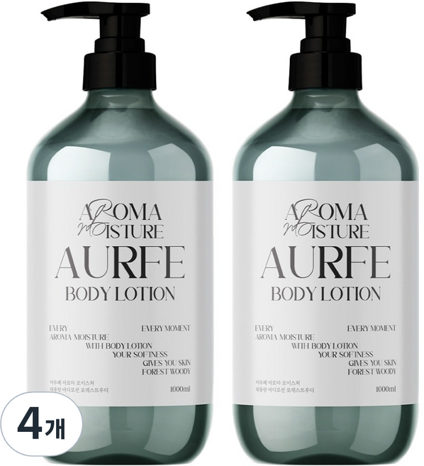 아우페 아로마 모이스처 대용량 바디로션 포레스트우디향, 1L, 4개