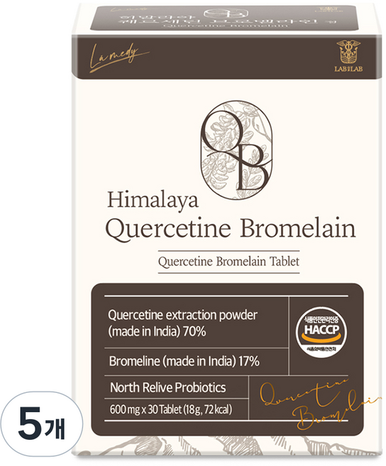랩온랩 정품 히말라야 퀘르세틴 브로멜라인정, 30정, 5개
