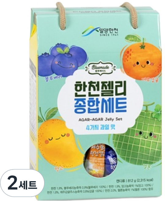 밀양한천 블루메이드 한천젤리 종합세트 4가지맛, 2세트, 812g