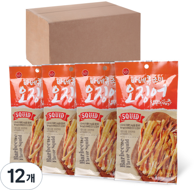 썬푸드 바베큐 조미 오징어, 40g, 12개