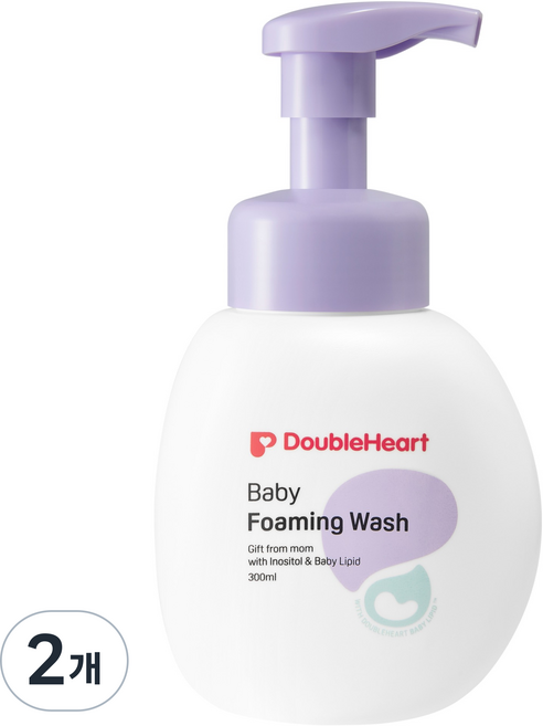 DoubleHeart 護膚 嬰兒泡沫沐浴洗髮露 無香, 300ml, 2個