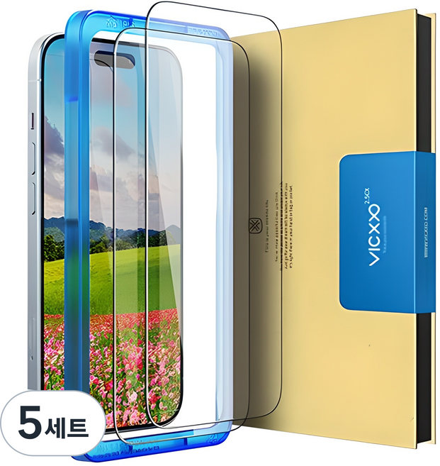 VICXXO 2.5CX 9H 高硬度 iPhone 鋼化玻璃 手機螢幕保護貼 2片 + 貼膜輔助工具, 5套