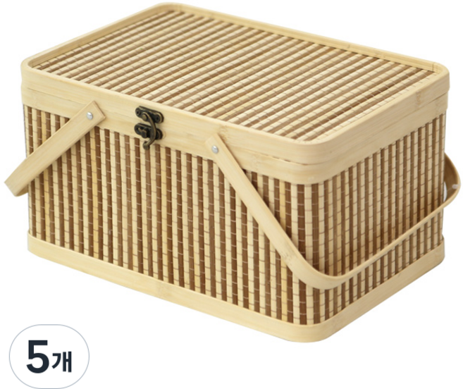 대나무 피크닉 바구니 가방, 혼합색상, 5개