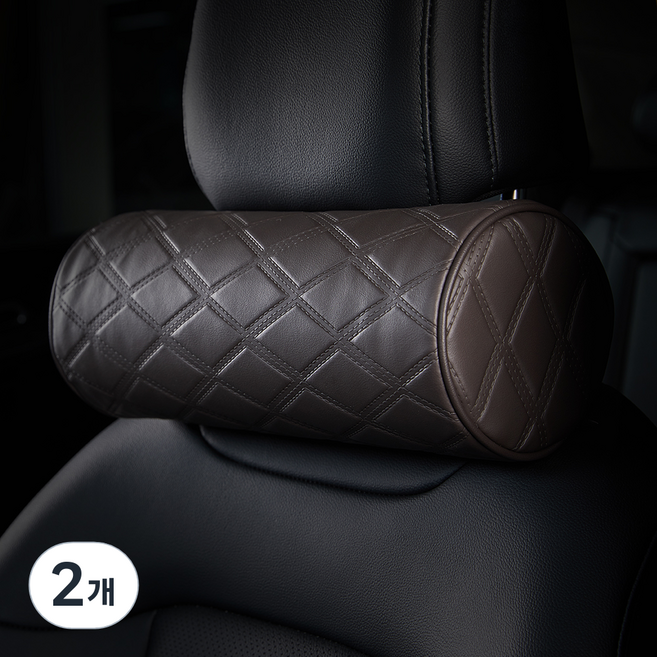 메이튼 프리미엄 메모리폼 차량용 목쿠션, 브라운, 2개