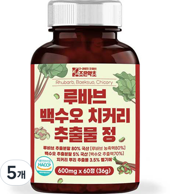 조은약초 루바브 백수오 치커리 추출물 정, 5개, 36g