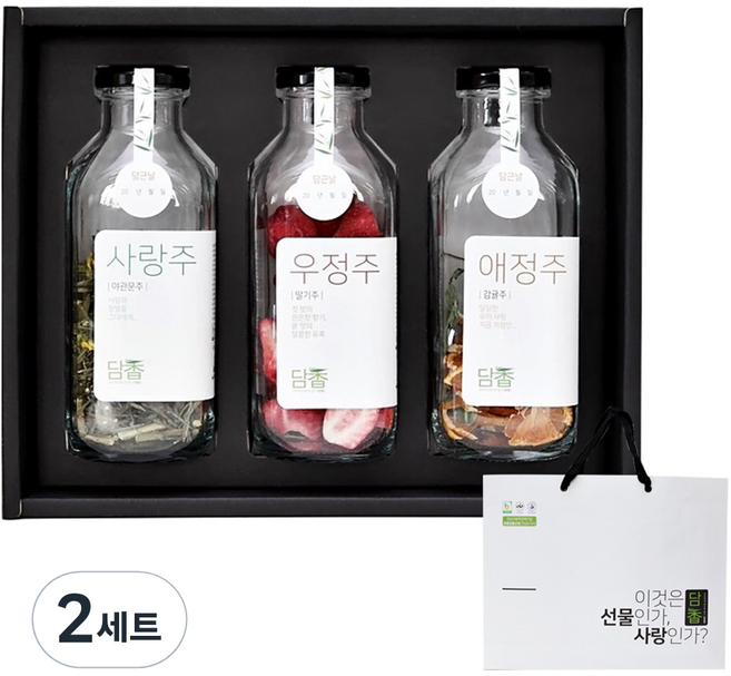 꿈에그린농장 담향 담금주 2호 선물세트 + 쇼핑백, 2세트