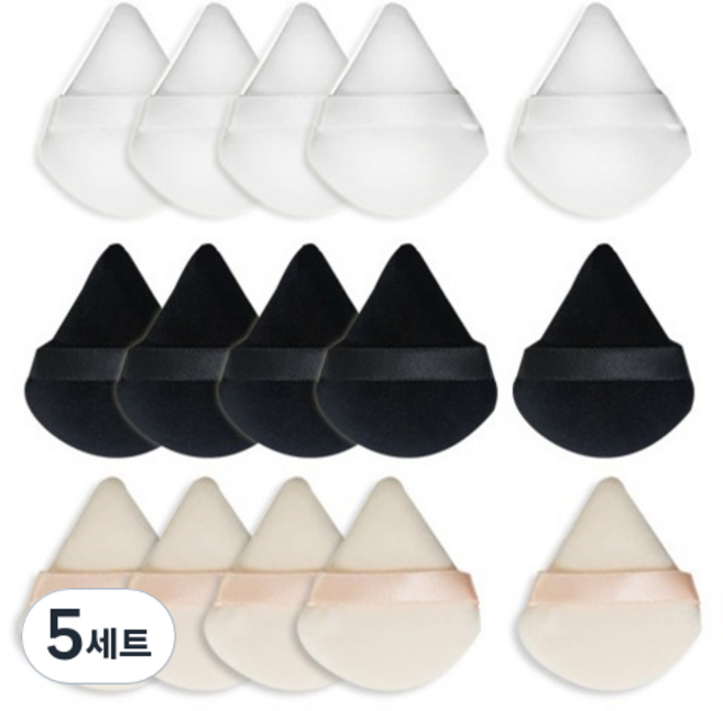 OON 물방울 보송 파우더 퍼프 화이트 5p + 블랙 5p + 스킨 5p 세트, 5세트, 화이트, 블랙, 스킨