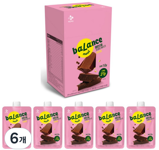 CJ Balance Meal 蛋白質奶昔 可可 5入, 6盒