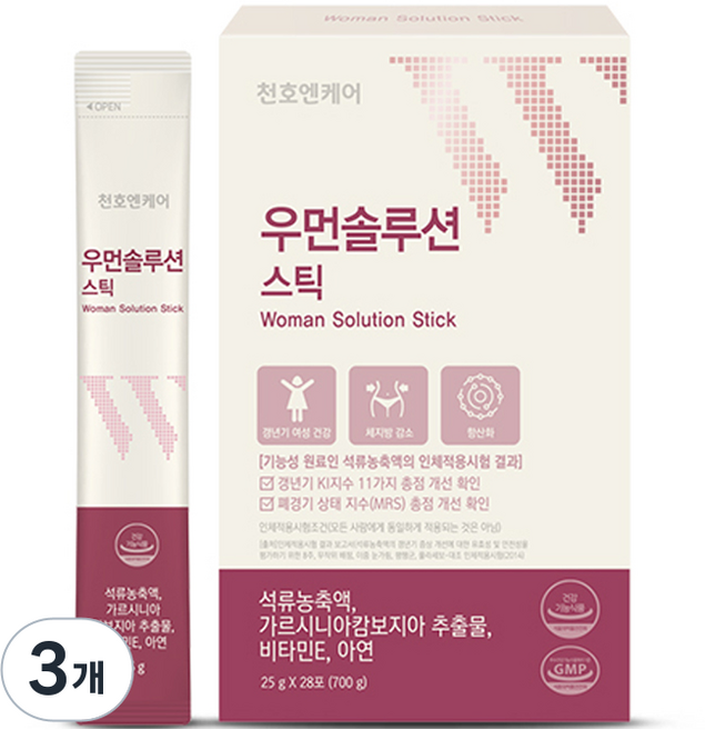 우먼솔루션 천호엔케어 갱년기 스틱 젤리 영양제 28p, 25g, 3개