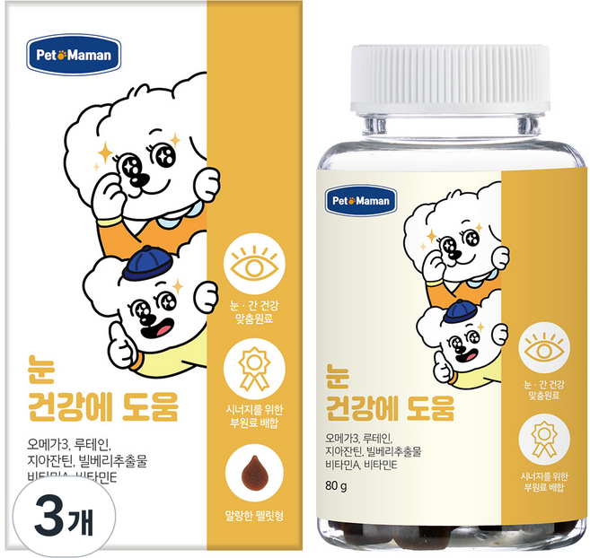 펫또마망 강아지 영양제, 80g, 눈물개선/눈건강, 3개
