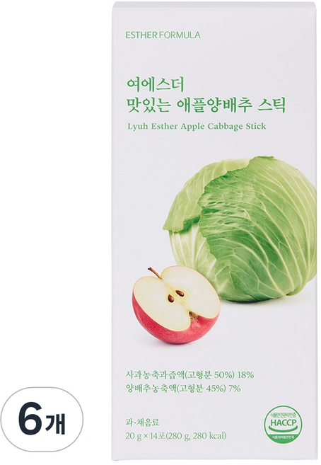 에스더포뮬러 여에스더 맛있는 애플양배추 스틱, 280g, 6개