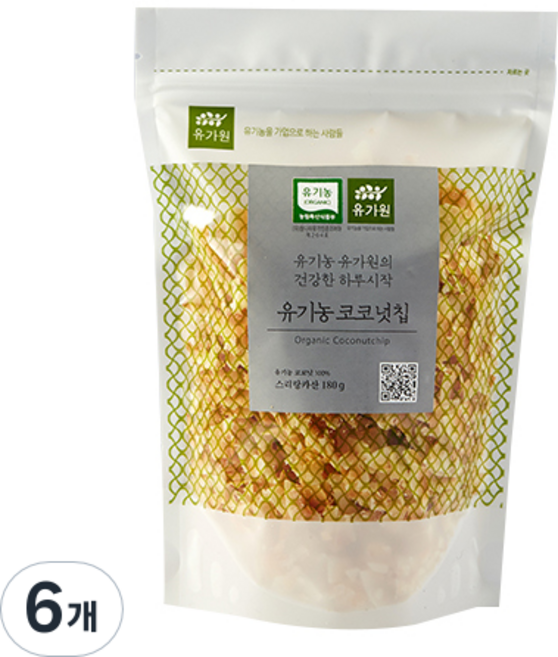 유가원 유기농 코코넛칩, 180g, 6개