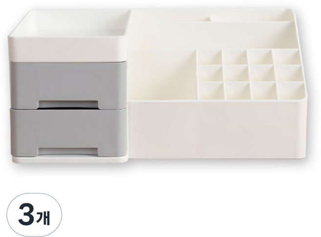 헬로리빙 서랍형 다용도 화장대 정리함, 그레이, 3개