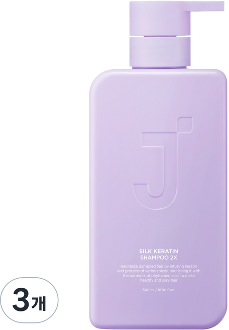 제이숲 실크 케라틴 샴푸 2X, 500ml, 3개