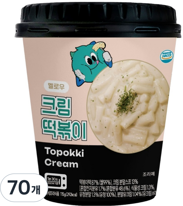 멜로우빈 민티 크림 컵떡볶이, 115g, 70개