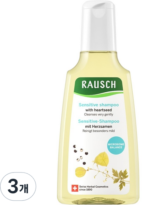 라우쉬 하트씨드 센시티브 민감 두피 진정 샴푸, 200ml, 3개