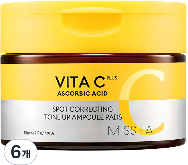 미샤 비타씨플러스 잡티씨 톤업 앰플패드 210g, 80매입, 6개