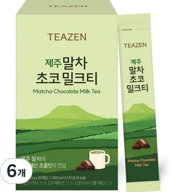 티젠 제주 말차 초코 밀크티, 15g, 20개입, 6개
