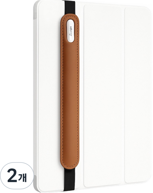 리브에잇 테블릿 펜 보관 탄성 밴드 가죽 케이스 15 x 195 mm, 밝은 갈색, 2개