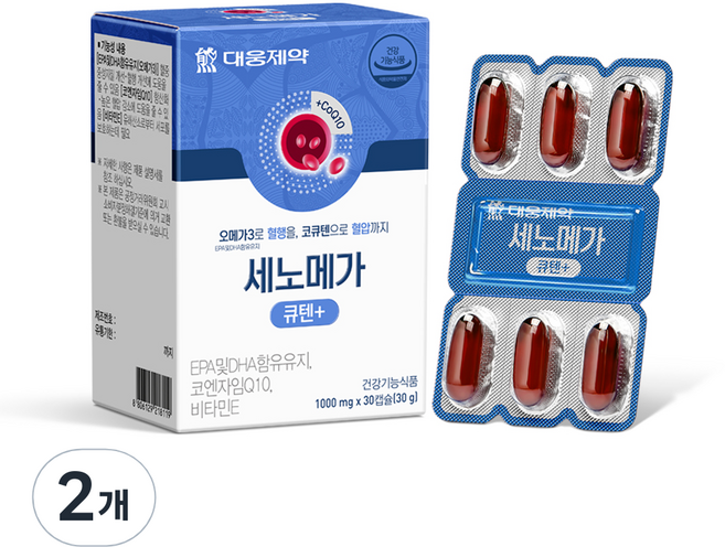 대웅제약 세노메가 큐텐 플러스 장용성 오메가3, 2개, 30정