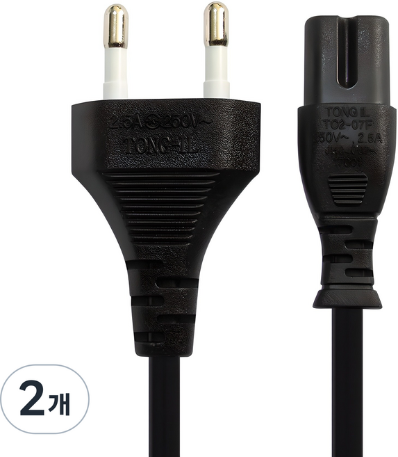 솔탑 국산 AC 8자 코드 전원 플러그 파워케이블 블랙 SOLTOP-017, 2개, 2m