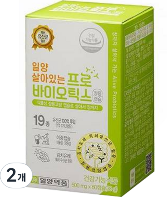 일양약품 살아있는 프로바이오틱스 장용캡슐 30g, 2개, 60정