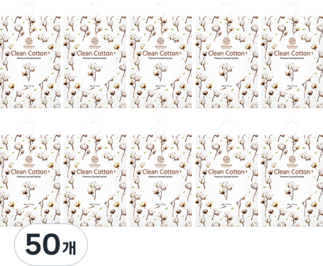 올레비엔 옷장 사쉐 종이방향제 본품, 20g, 50개, 클린코튼