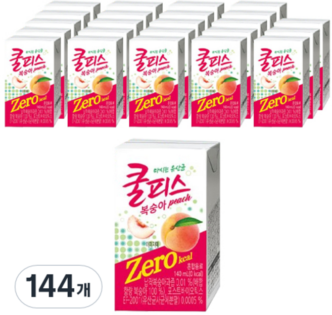 동원 쿨피스 제로 테트라 복숭아, 140ml, 144개