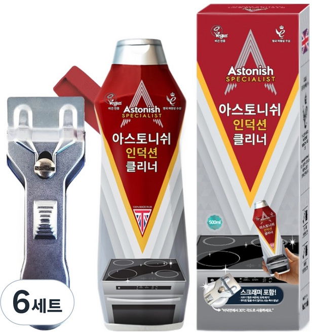 아스토니쉬 인덕션 클리너 500ml + 스크래퍼 세트, 6세트