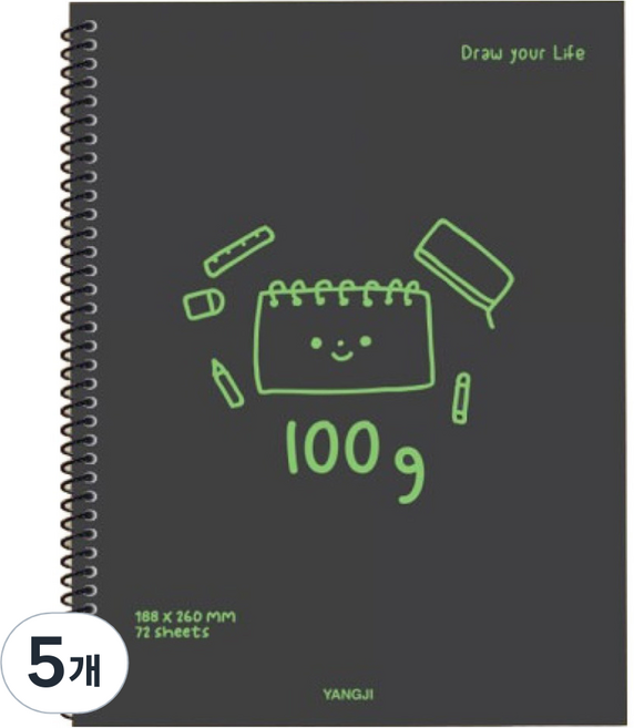 양지사 연습장 100g 무선노트, 5개, 블랙