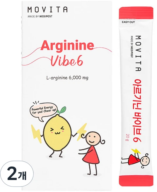모비타 아르기닌 바이브6 15p, 2개, 300g - 쿠팡