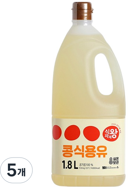 식자재왕 콩식용유, 5개, 1.8L