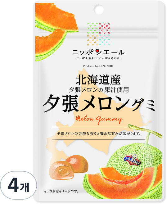 닛폰에일 JA전농 젤리 홋카이도 유바리멜론, 40g, 4개