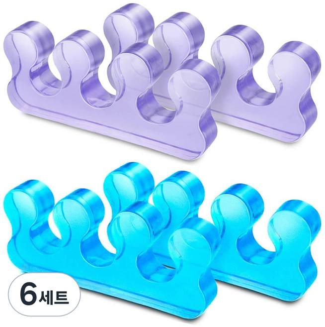 포근상점 실리콘 페디큐어 발가락링 블루 x 2p + 퍼플 x 2p 세트, 6세트