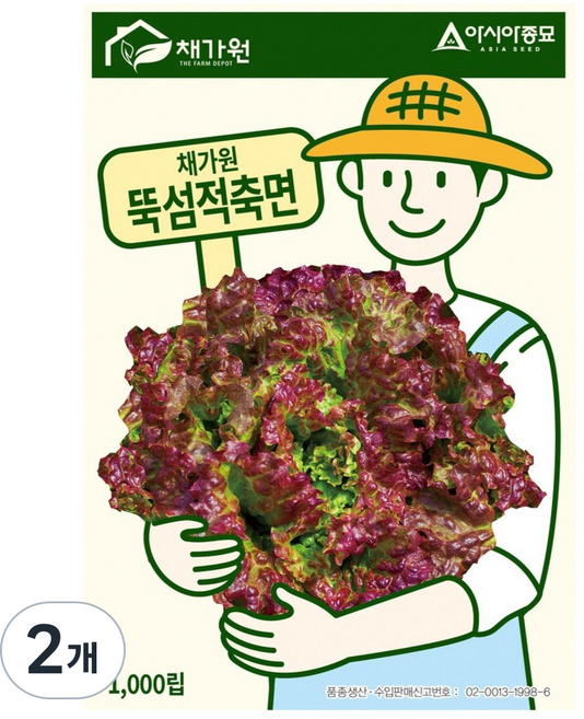 아시아종묘 상추 뚝섬적축면 씨앗 1000립, 2개