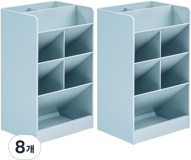 델리 데스크 오거나이저 8칸 분리 사선꽂이 점보 정리함 8939-0, 밀크블루, 8개