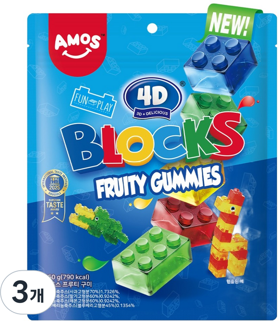 4D 布洛克水果軟糖, 250g, 3個