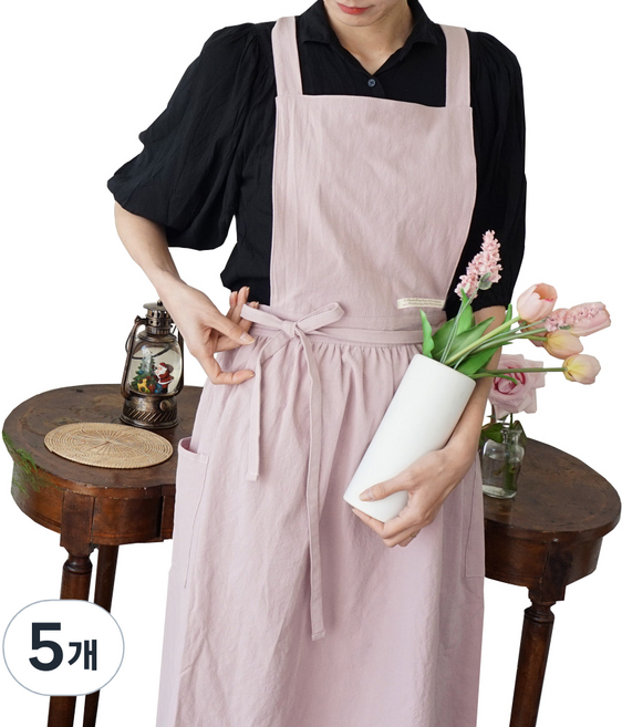 잇츠온 코튼 파스텔 원피스 앞치마, 핑크, 5개