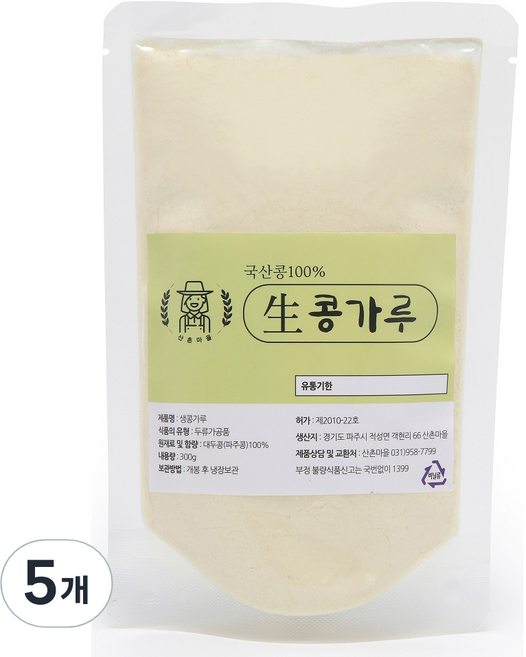 산촌마을 생 콩가루, 5개, 300g