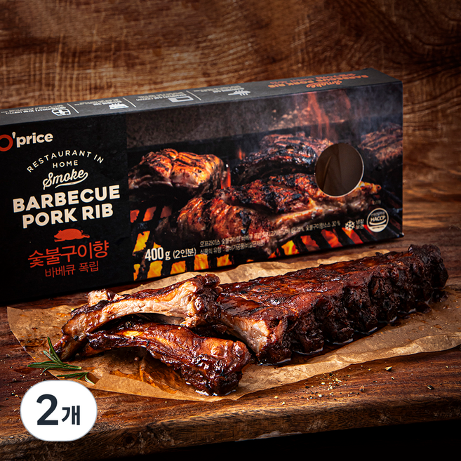 오프라이스 숯불구이향 바베큐 폭립, 400g, 2개